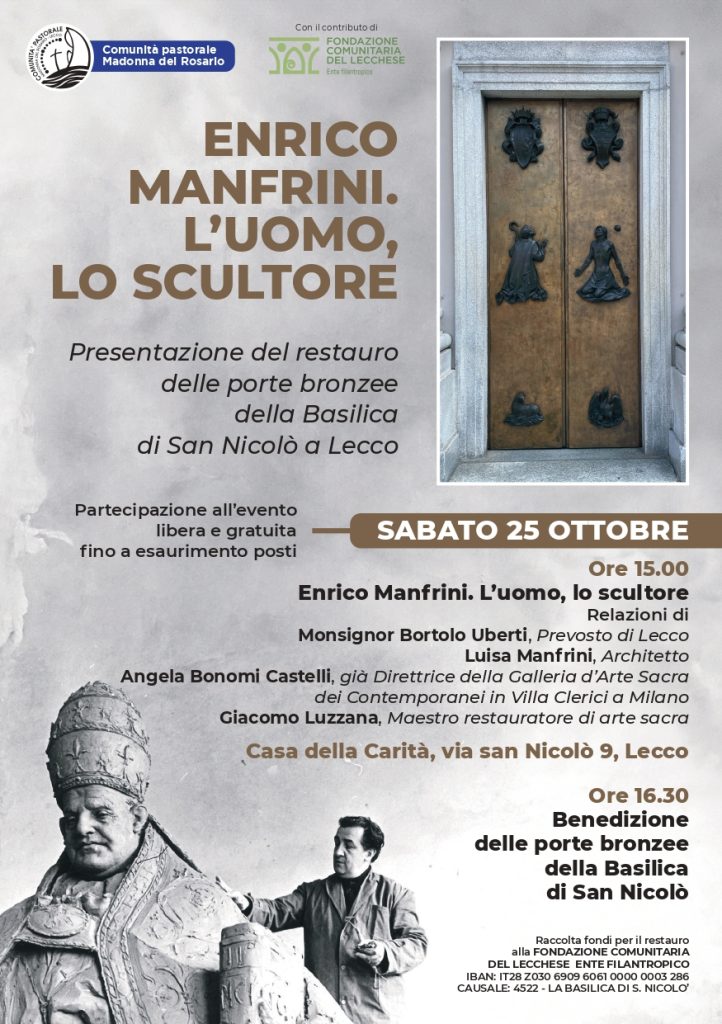 1975-2025, celebrazione del 50simo anniversario delle Porte della Misericordia, dei Papi e dei Santi patroni 1 locandina Presentazione restauro portone Basilica San Nicolo Lecco 4 page 0001